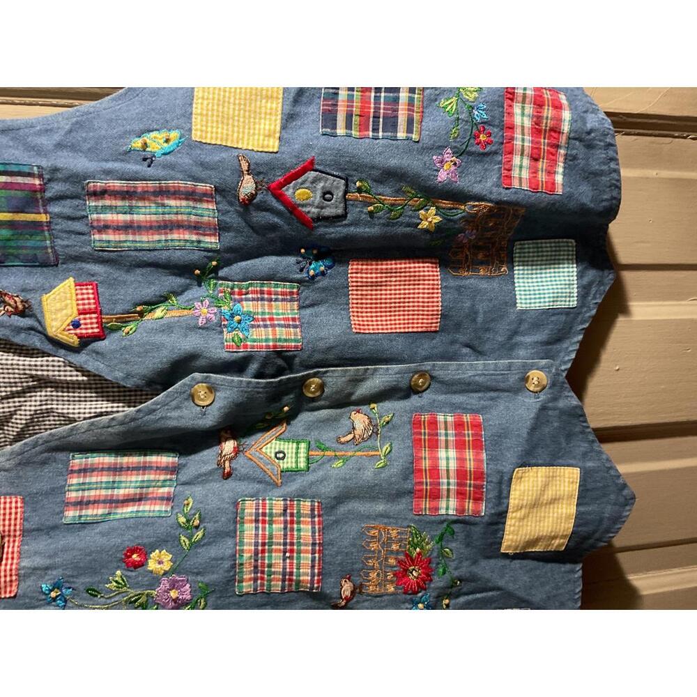 Vintage Embroidered Patchwork Vest by Casey & Max M/Large - Picture 6 of 8